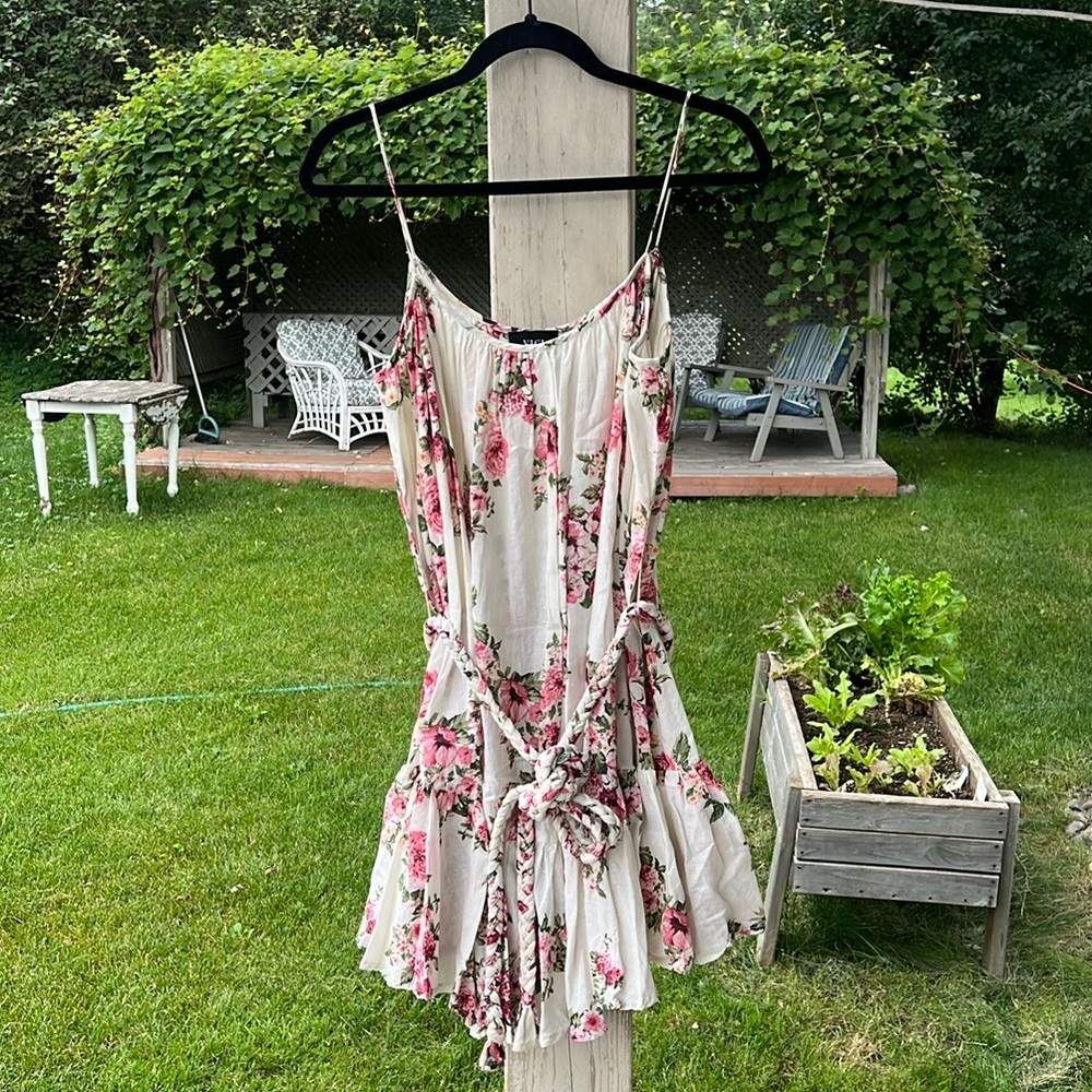 Vici 100% Cotton floral sundress with braided belt - small